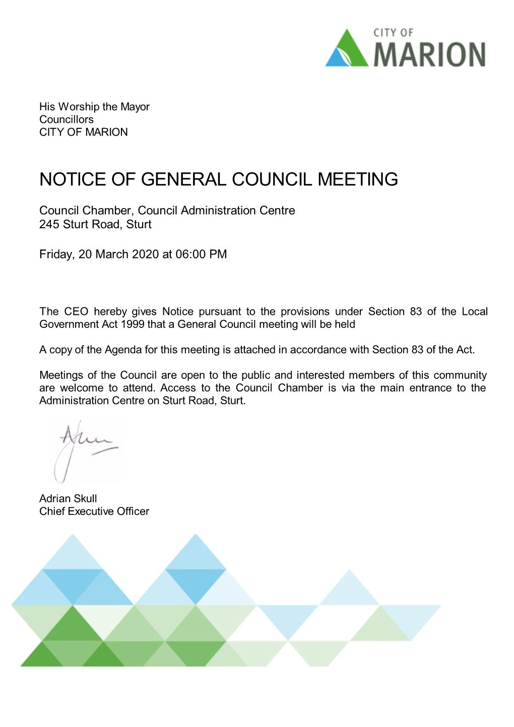 Notice of General Council Meeting