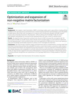 Optimization and Expansion of Non-Negative Matrix Factorization Xihui Lin1* and Paul C