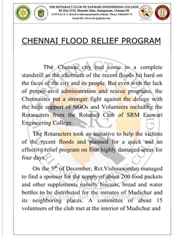 Chennai Flood Relief Program