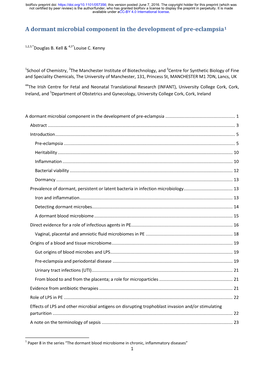 A Dormant Microbial Component in the Development of Pre-Eclampsia1