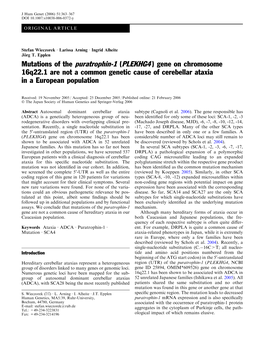 Mutations of the Puratrophin-1 (PLEKHG4) Gene on Chromosome