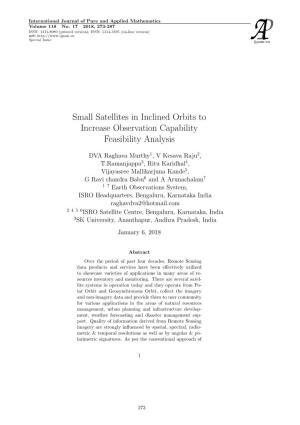 Small Satellites in Inclined Orbits to Increase Observation Capability Feasibility Analysis