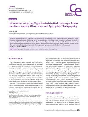 Introduction to Starting Upper Gastrointestinal Endoscopy: Proper Insertion, Complete Observation, and Appropriate Photographing