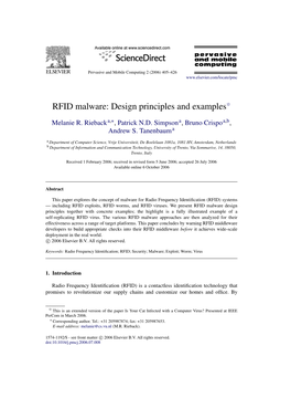 RFID Malware: Design Principles and Examples$