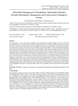 Sustainable Management of Sundarbans: Stakeholder Attitudes Towards Participatory Management and Conservation of Mangrove Forests