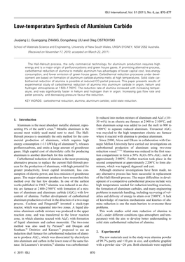 Low-Temperature Synthesis of Aluminium Carbide