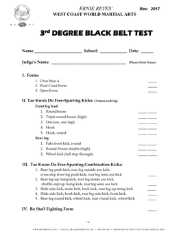 3Rd DEGREE BLACK BELT TEST