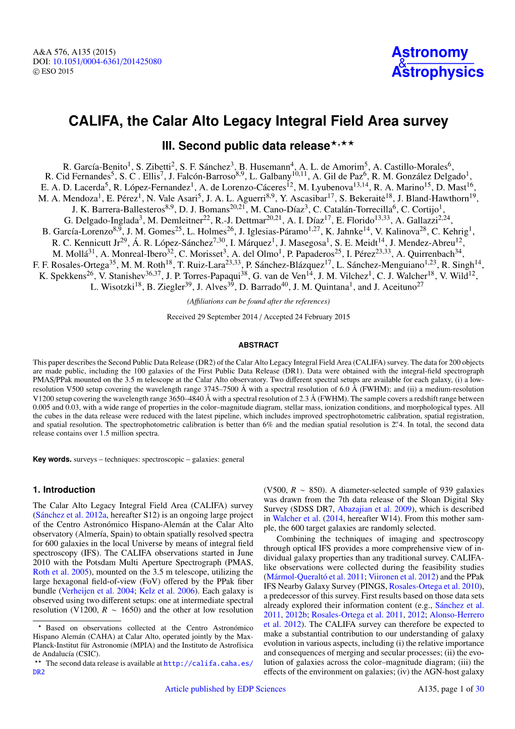 CALIFA, the Calar Alto Legacy Integral Field Area Survey III