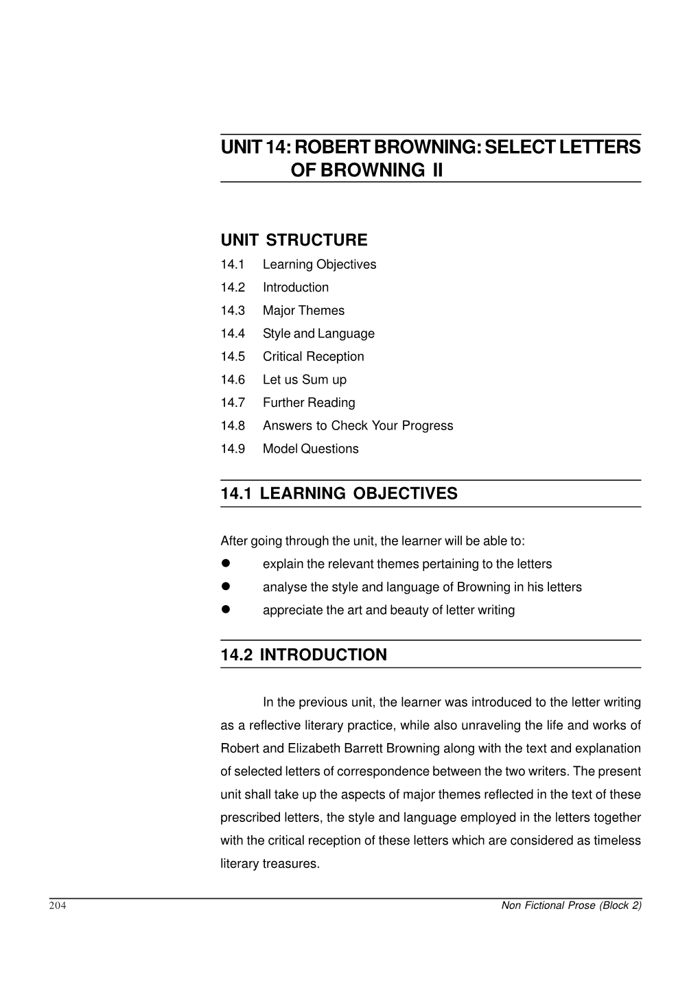 Robert Browning : Select Letters of Browning II UNIT 14: ROBERT BROWNING: SELECT LETTERS of BROWNING II