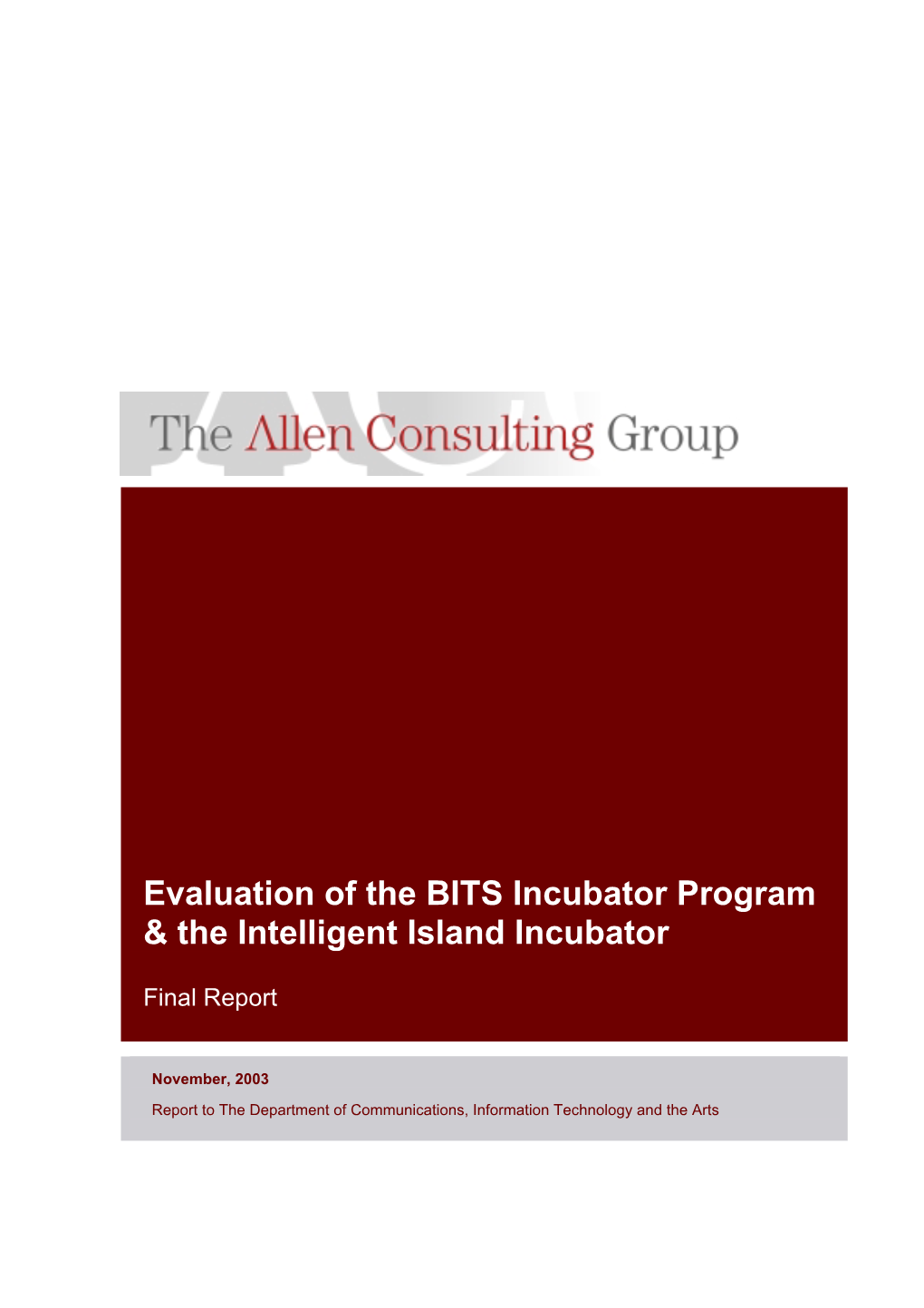 Evaluation of the BITS Incubator Program & the Intelligent Island