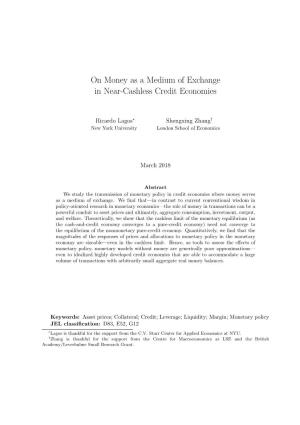 On Money As a Medium of Exchange in Near-Cashless Credit Economies