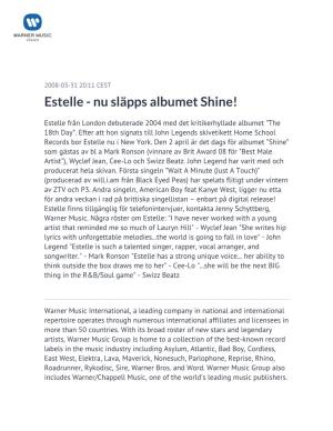 Estelle - Nu Släpps Albumet Shine!
