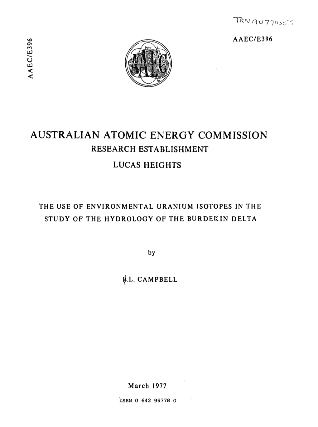 The Use of Environmental Uranium Isotopes in the Study of the Hydrology of the Burdekin Delta