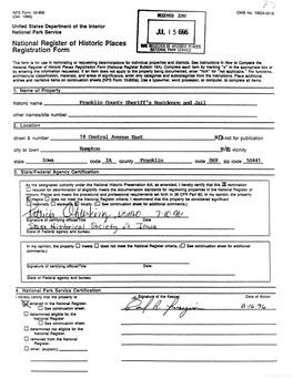 National Register of Historic Places Registration Form JUL I 51996