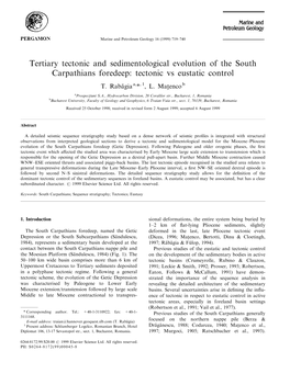 Tertiary Tectonic and Sedimentological Evolution of the South Carpathians Foredeep: Tectonic Vs Eustatic Control