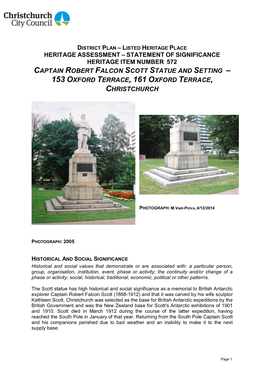 Captain Robert Falcon Scott Statue and Setting – 153 Oxford Terrace, 161 Oxford Terrace, Christchurch