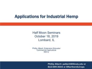 Applications for Industrial Hemp