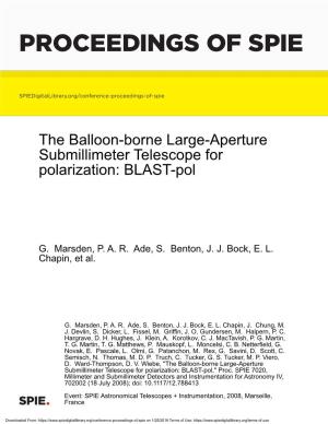 The Balloon-Borne Large-Aperture Submillimeter Telescope for Polarization: BLAST-Pol