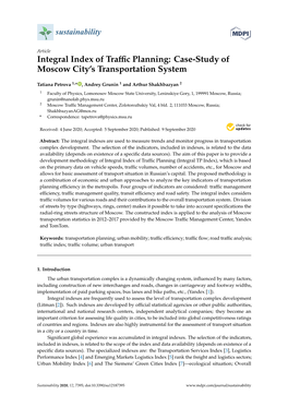 Integral Index of Traffic Planning: Case-Study of Moscow City's