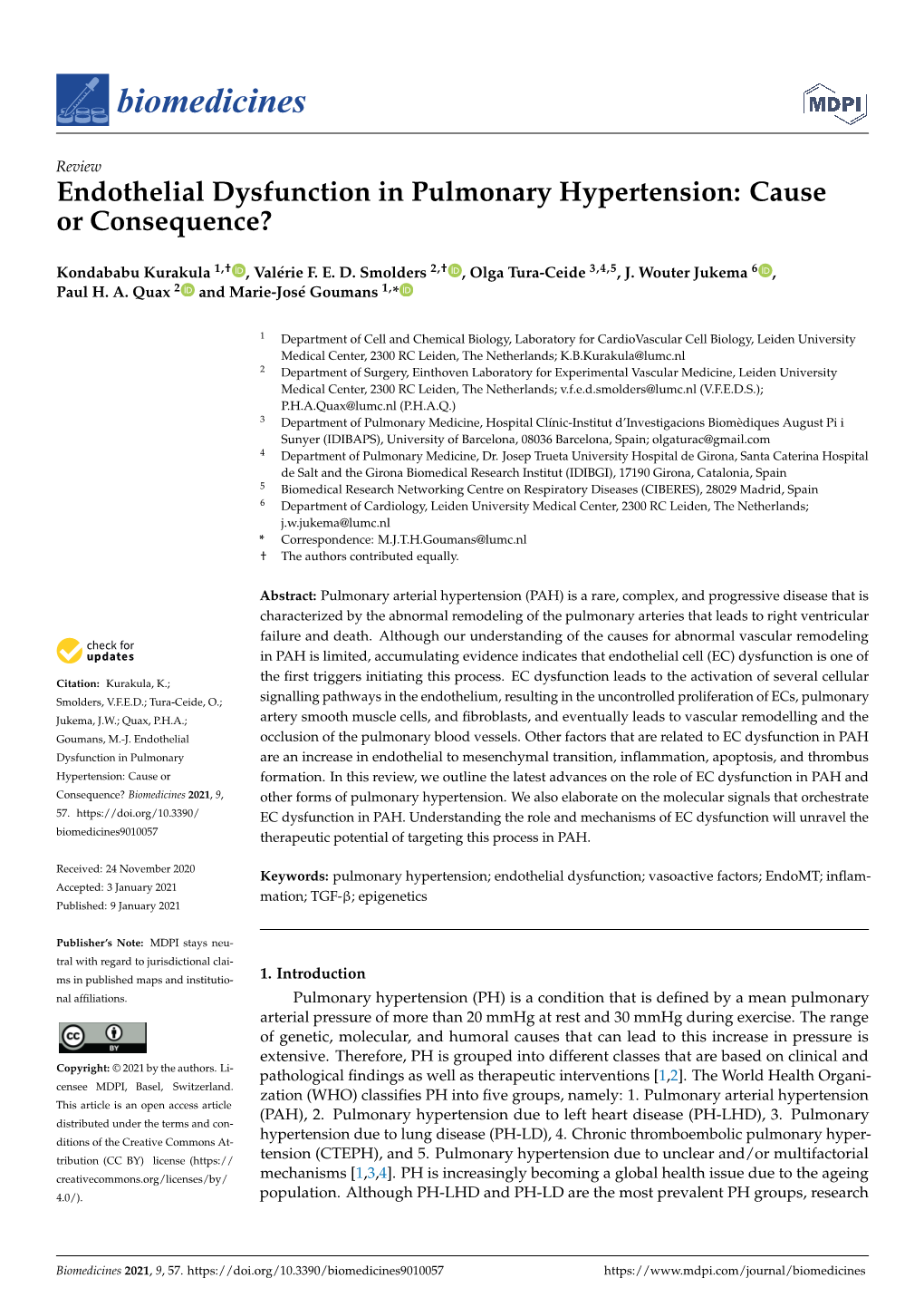 Endothelial Dysfunction in Pulmonary Hypertension: Cause Or Consequence?