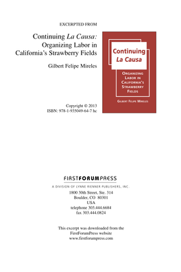 Continuing La Causa: Organizing Labor in California’S Strawberry Fields