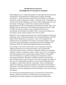 Monthly Review Interview: Akeel Bilgrami on Contemporary Populism