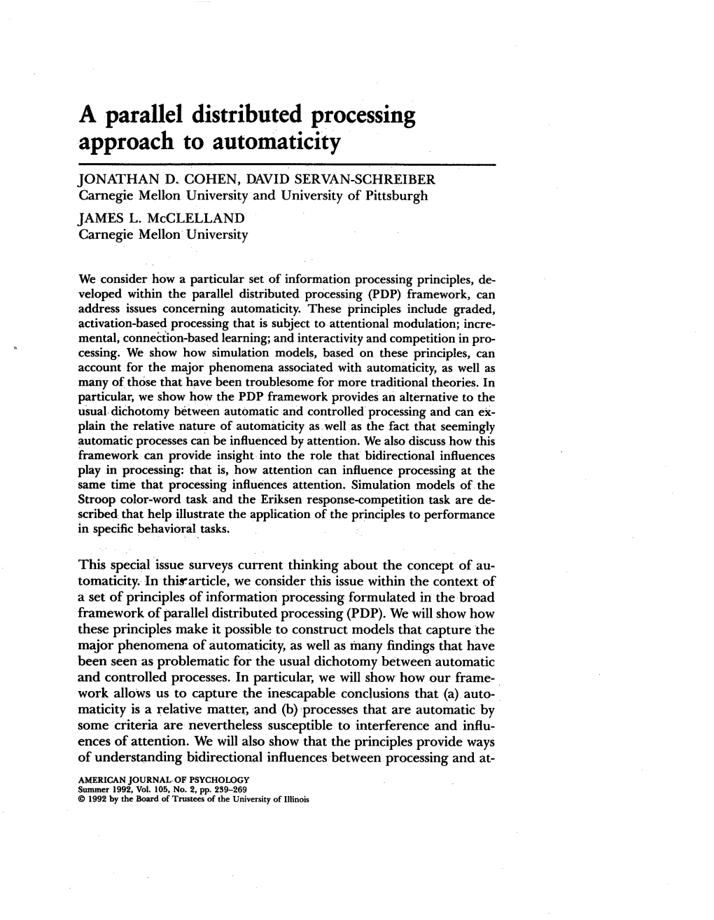 Approach to Automaticity