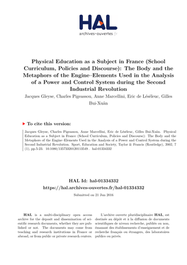 Physical Education As a Subject in France (School