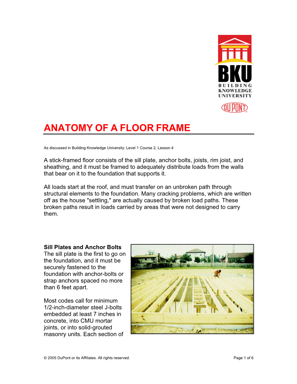 Anatomy of a Floor Frame