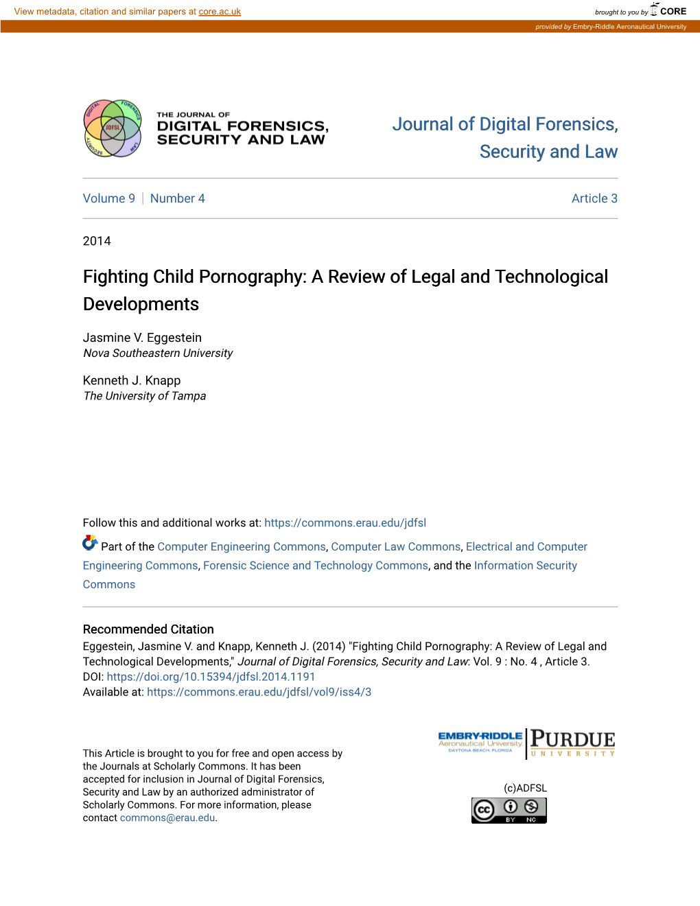 Fighting Child Pornography: a Review of Legal and Technological Developments