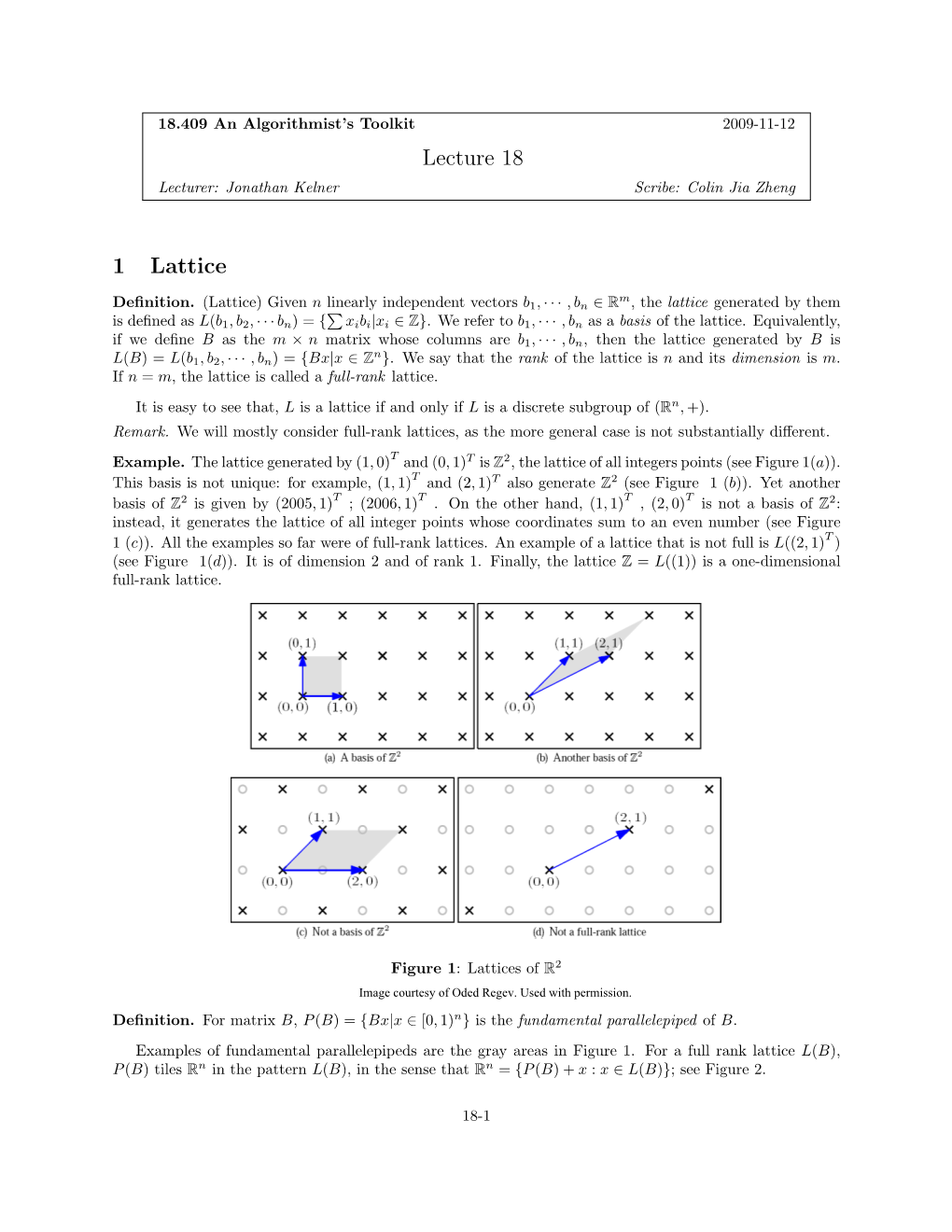 Lattices, Fundamental Parallelepiped and Dual of a Lattice, Shortest