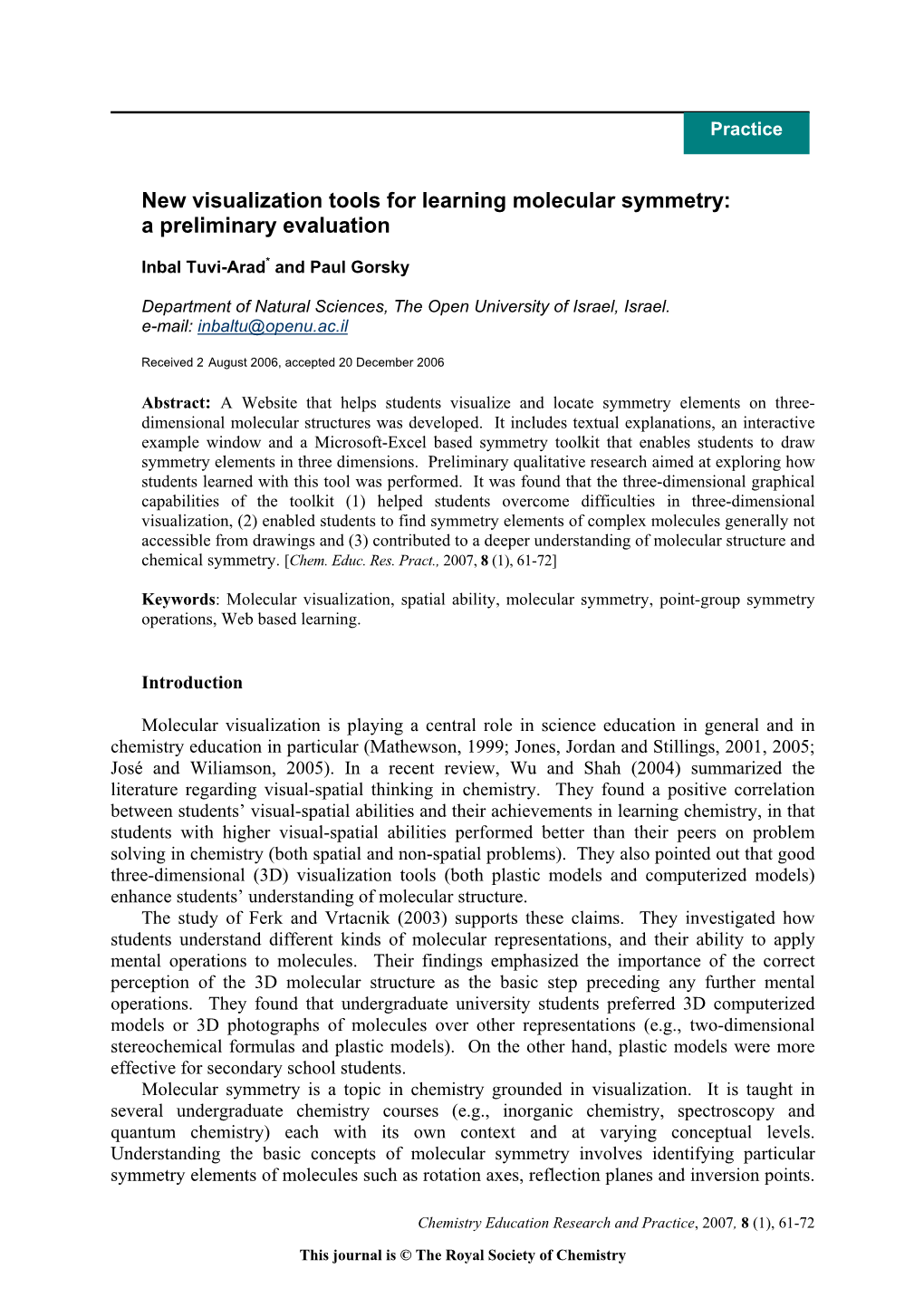 Web-Based Learning of Molecular Symmetry