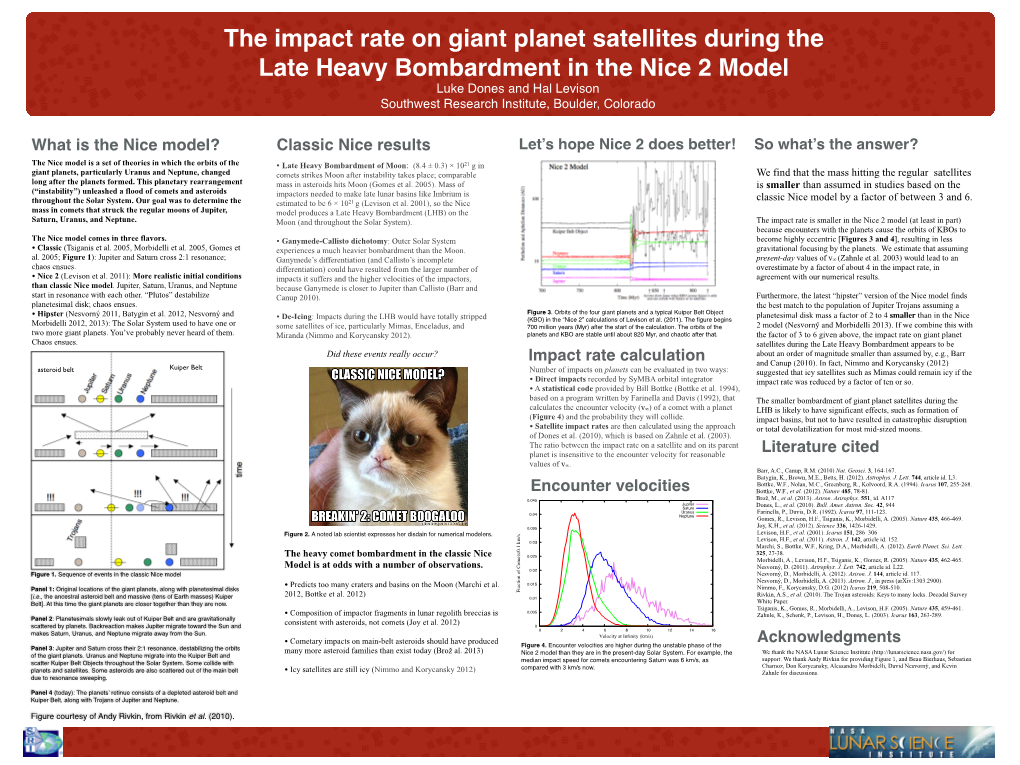 What Is the Nice Model? Encounter Velocities Classic Nice Results