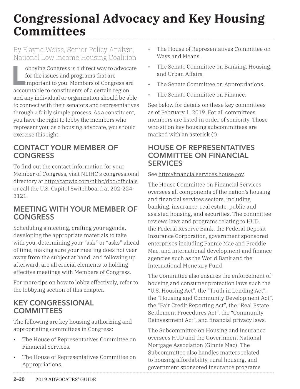 Congressional Advocacy and Key Housing Committees