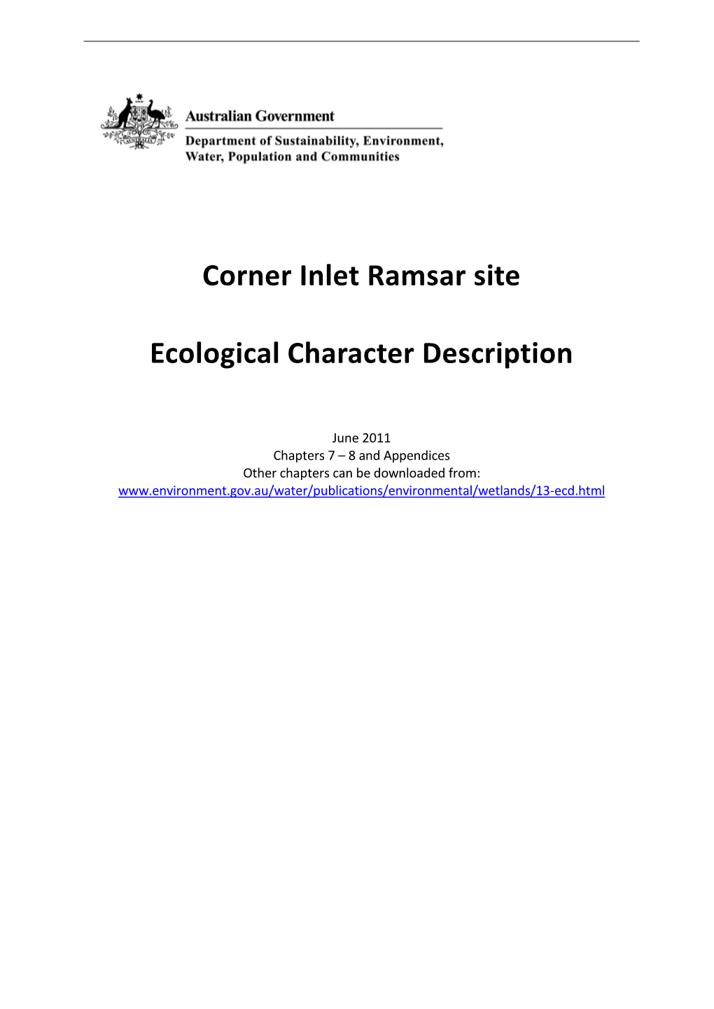 Corner Inlet Ramsar Site Ecological Character Description
