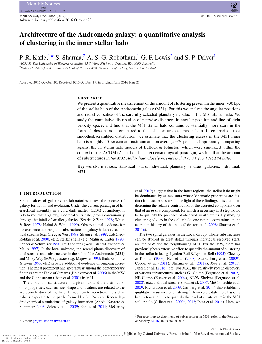 Architecture of the Andromeda Galaxy: a Quantitative Analysis of Clustering in the Inner Stellar Halo