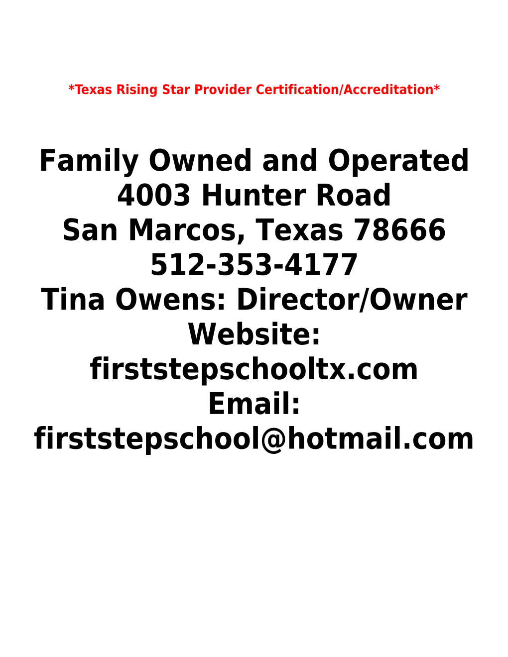 *Texas Rising Star Provider Certification/Accreditation*