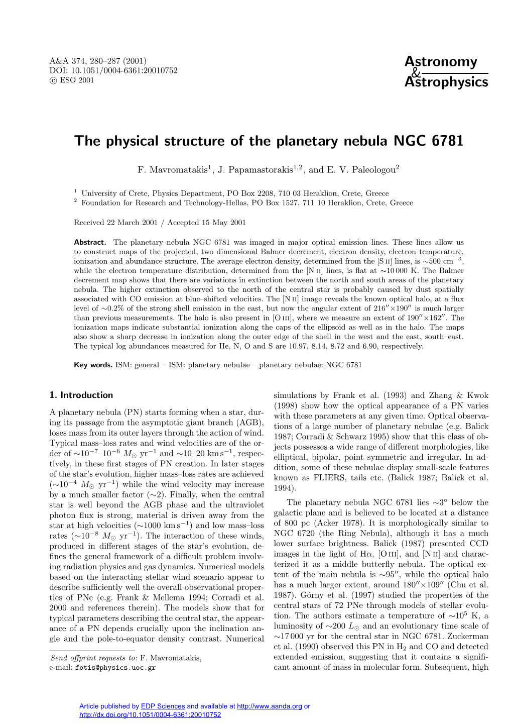 The Physical Structure of the Planetary Nebula NGC 6781