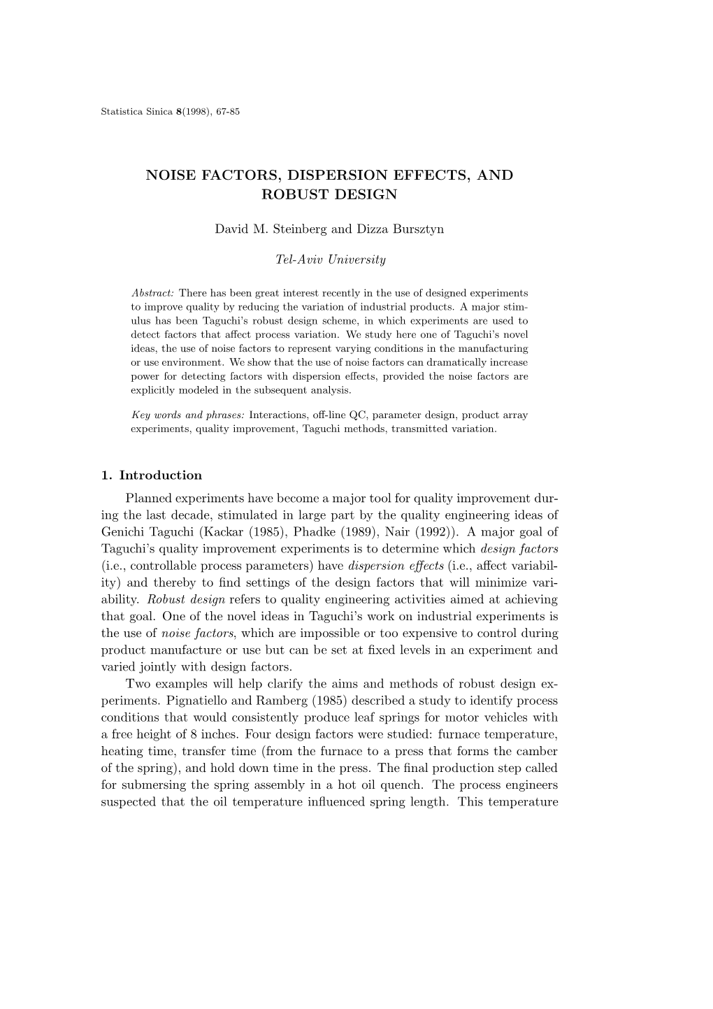 Noise Factors, Dispersion Effects, and Robust Design