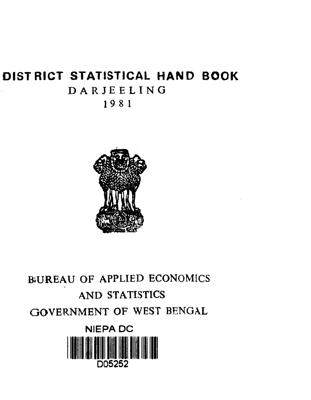 District Statistical Hand Book Darjeeling 19 8 1