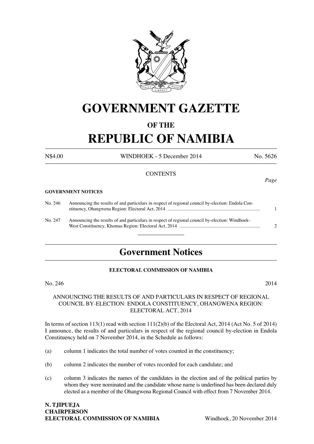 Government Gazette Republic of Namibia