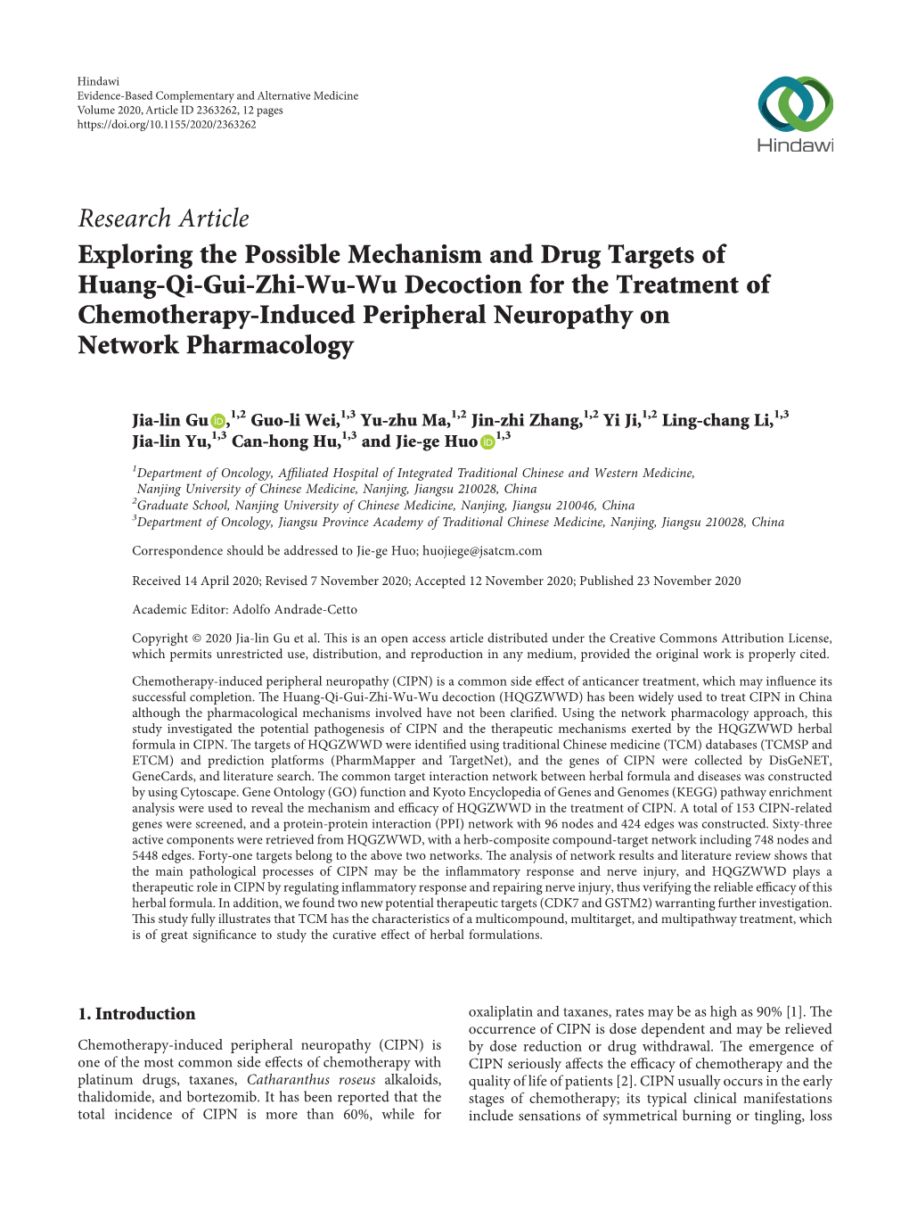 Exploring the Possible Mechanism and Drug Targets of Huang-Qi-Gui