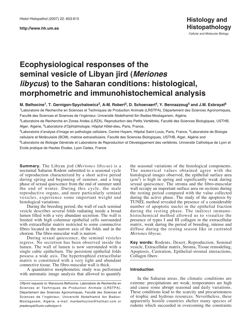 Ecophysiological Responses of the Seminal Vesicle of Libyan Jird