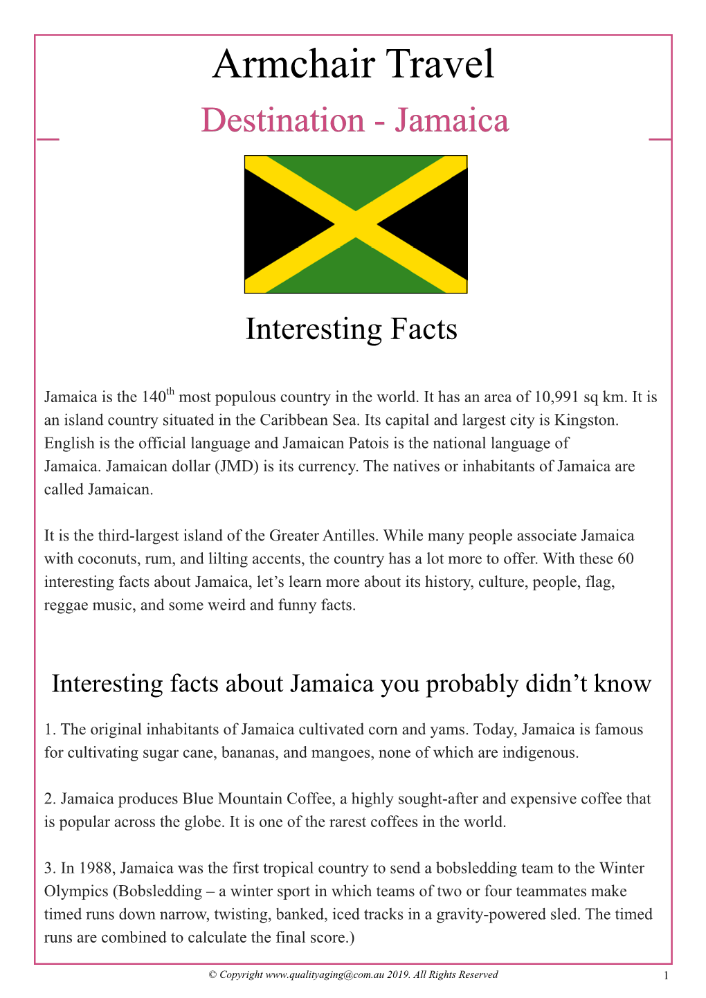 Armchair Travel Destination - Jamaica