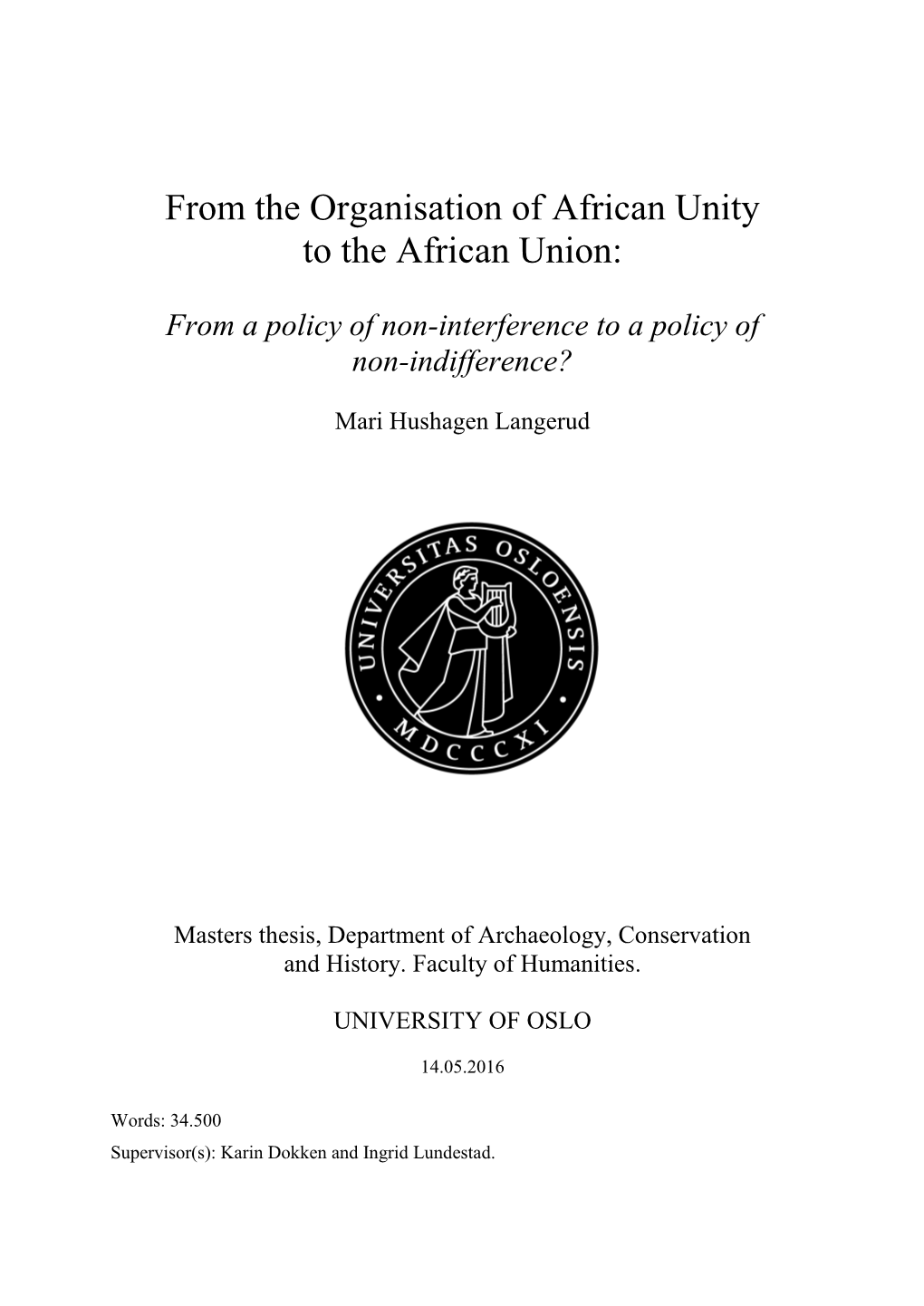 From the Organisation of African Unity to the African Union