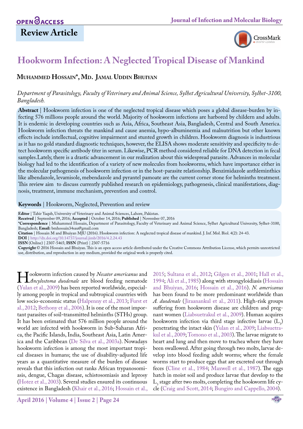 Review Article Hookworm Infection