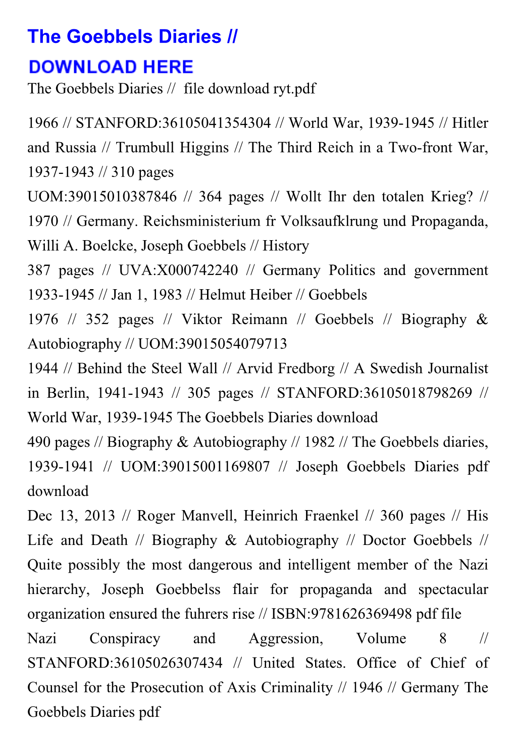 The Goebbels Diaries