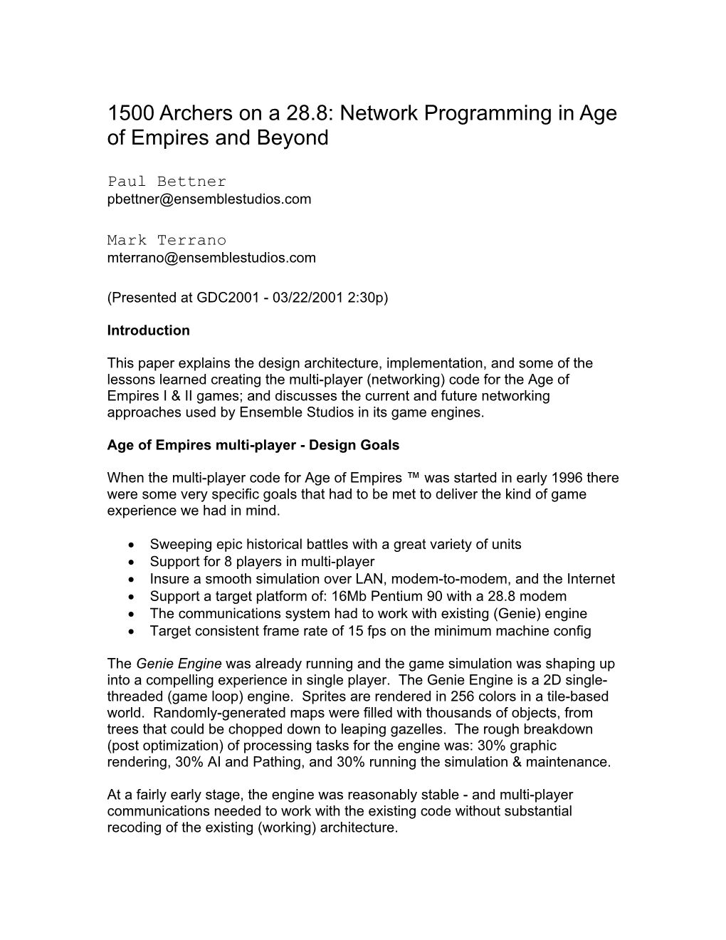 1500 Archers on a 28.8: Network Programming in Age of Empires and Beyond