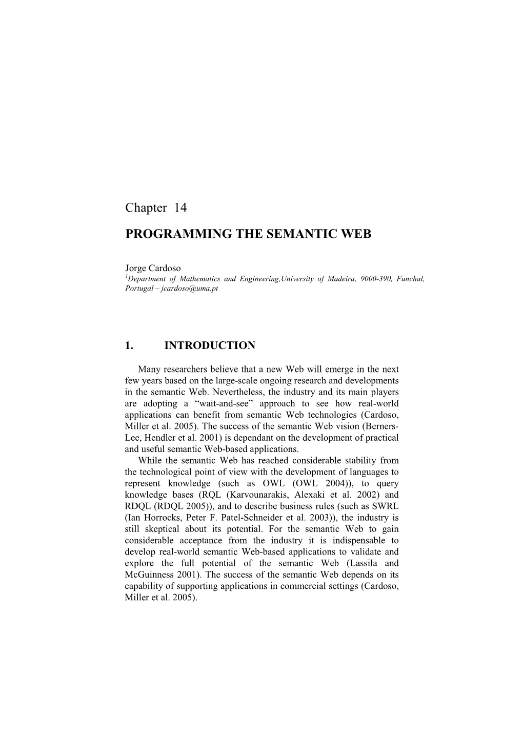 Chapter 14 PROGRAMMING the SEMANTIC WEB