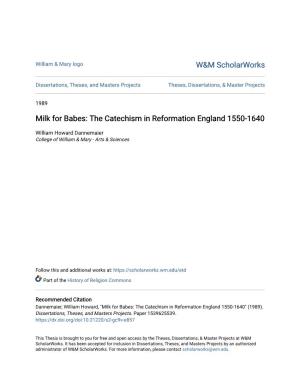 The Catechism in Reformation England 1550-1640